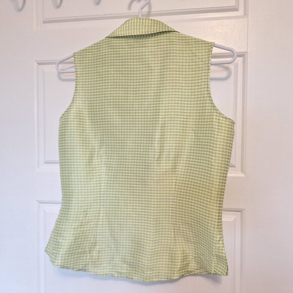 Laura Petite 100% Silk Collar Sleeveless Top Summer Lime Green - Picture 10 of 15